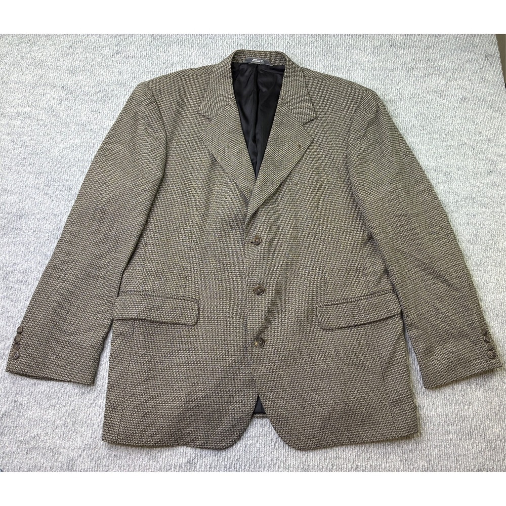 Haggar Black Label Mens 44L Brown Gray Textured 3 Button Blazer Sport Coat